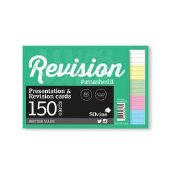 Silvine Revision Presentation Cards Unbound 150 Cards Ruled A6 Assorted (Pack of 8) LUX64MIX