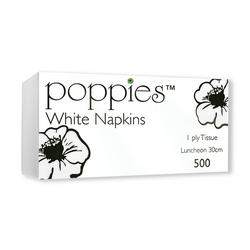 Poppies Napkins 1-Ply 30cm White (Pack of 500) 3014WHSGL