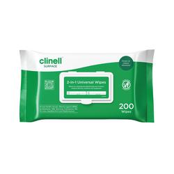 Clinell Universal 2-in-1 Disinfectant Wipes (Pack of 200) CW200B