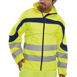 Beeswift Eton High Visibility Soft Shell Jacket Yellow/Navy Blue 4XL