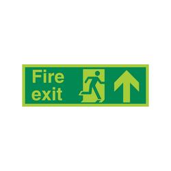 5 Star Fire Exit Running Man Arrow Up Sign Rigid Plastic 150x450mm