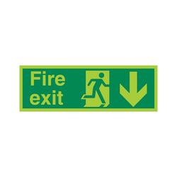 5 Star Fire Exit Running Man Arrow Down Sign Rigid Plastic 150X450mm