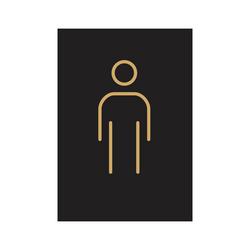 5 Star  Male Toilet Sign Black/Gold Anodised Aluminium 150X105mm