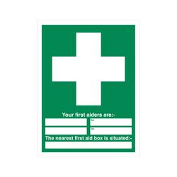5 Star First Aid Your First Aiders Are Sign Vinyl 600x450mm