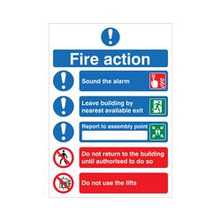 5 Star  Fire Action Symbolised Sign Rigid Plastic A4 