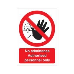 5 Star No Admittance Authorised Personnel Only Sign Rigid Plastic A5
