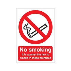 5 Star No Smoking It Is Against Law To Smoke In These Premises Sign