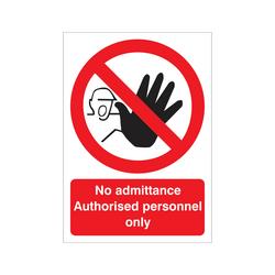 5 Star No Admittance Authorised Personnel Only Sign Self Adhesive A5