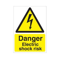 5 Star  Danger Electric Shock Risk Sign Self Adhesive Vinyl A5