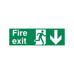 5 Star Fire Exit Running Man Arrow Down Sign Rigid Plastic 150x450mm
