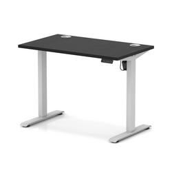 Lite 1000x600 Height Adjustable Desk Black Top CP Silver Leg