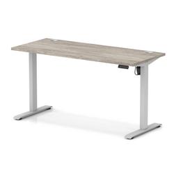Lite 1400x600 Height Adjustable Desk Grey Oak Top CP Silver Leg