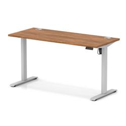 Lite 1400x600 Height Adjustable Desk Walnut Top CP Silver Leg