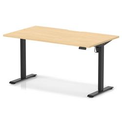 Lite 1400x800 Scalloped Height Adjustable Desk Maple Top Black Leg