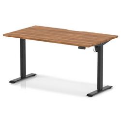 Lite 1400x800 Scalloped Height Adjustable Desk Walnut Top Black