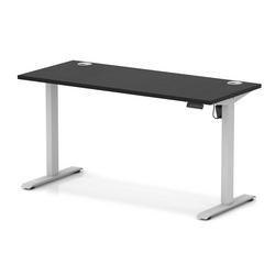 Lite 1400x600 Height Adjustable Desk Black Top CP Silver Leg