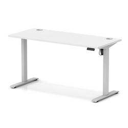 Lite 1400x600 Height Adjustable Desk White Top CP Silver Leg