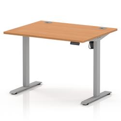 Lite 1000x800 Height Adjustable Desk Beech Top CP Silver Leg