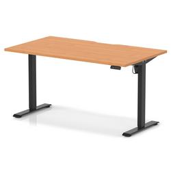 Lite 1400x800 Scalloped Height Adjustable Desk Beech Top Black Leg