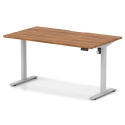 Lite 1400x800 Scalloped Height Adjustable Desk Walnut Top Silver