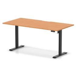 Lite 1600x800 Scalloped Height Adjustable Desk Beech Top Black Leg