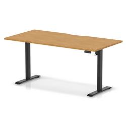 Lite 1600x800 Scalloped Height Adjustable Desk Oak Top Black Leg