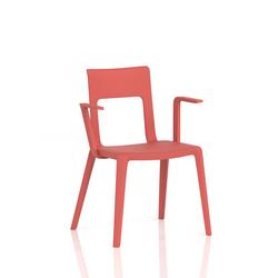 Edge Stacking Cafe & Bistro Chair Red with Arms