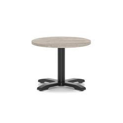 600mm Round Coffee Table Grey Oak H:495 Black Leg Cross Base