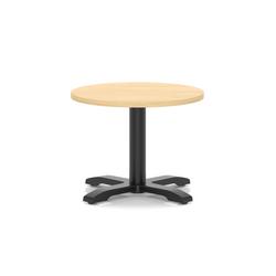 600mm Round Coffee Table Maple 495mm High Black Leg Cross Base