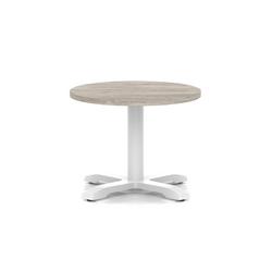 600mm Round Coffee Table Grey Oak H:495 White Leg Cross Base