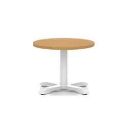600mm Round Coffee Table Oak 495mm High White Leg Cross Base
