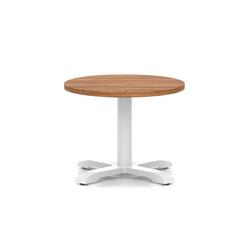 600mm Round Coffee Table Walnut 495mm High White Leg Cross Base