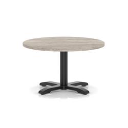 800mm Round Coffee Table Grey Oak H:495 Black Leg Cross Base