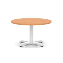 800mm Round Coffee Table Beech 495mm High White Leg Cross Base
