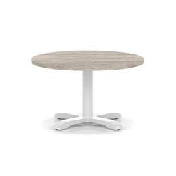 800mm Round Coffee Table Grey Oak H:495 White Leg Cross Base