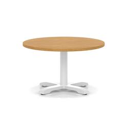 800mm Round Coffee Table Oak 495mm High White Leg Cross Base