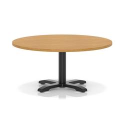 1000mm Round Coffee Table Oak 495mm High Black Leg Cross Base