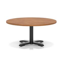1000mm Round Coffee Table Walnut H:495 Black Leg Cross Base