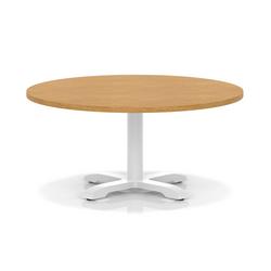 1000mm Round Coffee Table Oak 495mm High White Leg Cross Base