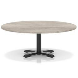 1200mm Round Coffee Table Grey Oak H:495 Black Leg Cross Base