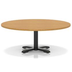 1200mm Round Coffee Table Oak 495mm High Black Leg Cross Base