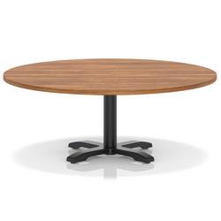 1200mm Round Coffee Table Walnut H:495 Black Leg Cross Base
