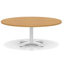 1200mm Round Coffee Table Oak 495mm High White Leg Cross Base