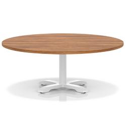 1200mm Round Coffee Table Walnut H:495 White Leg Cross Base