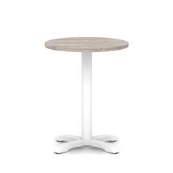 600mm Poseur Round Table Grey Oak H:750 White Leg Cross Base