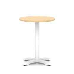 600mm Poseur Round Table Maple 750mm High White Leg Cross Base