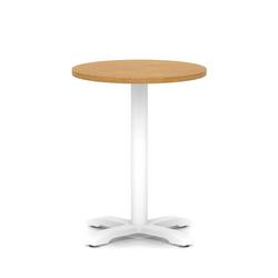 600mm Poseur Round Table Oak H:750 White Leg Cross Base