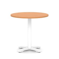 800mm Poseur Round Table Beech H:750 White Leg Cross Base