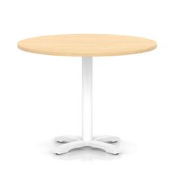 1000mm Poseur Round Table Maple 750mm High White Leg Cross Base