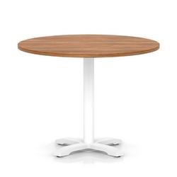 1000mm Poseur Round Table Walnut H:750 White Leg Cross Base